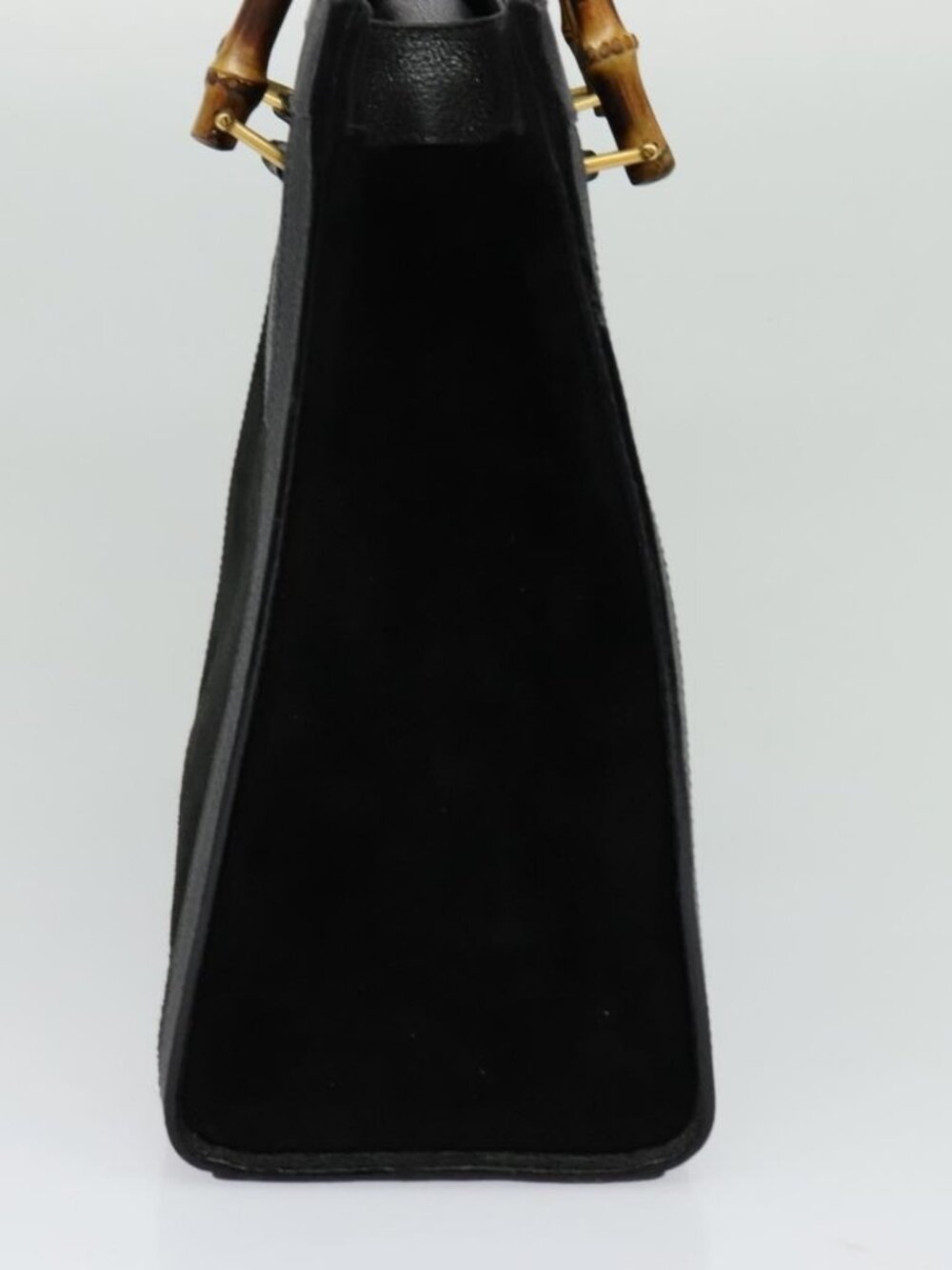 GUCCI Bamboo Hand Bag Suede Black Gold 002 1095 0260 Auth ep9070 - Picture 5 of 16